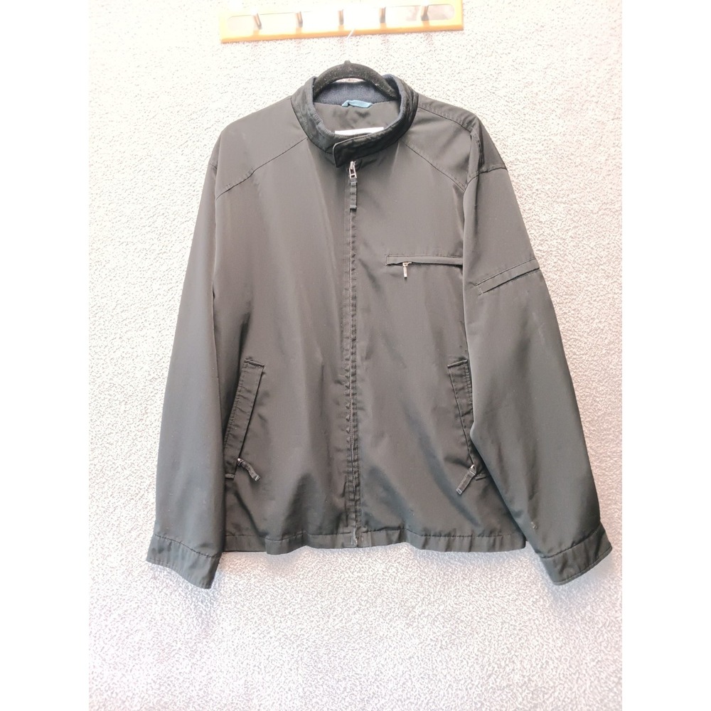 Perry Ellis Black Zip Jacket Men's‎ XL Lightweight Vietnam Lined